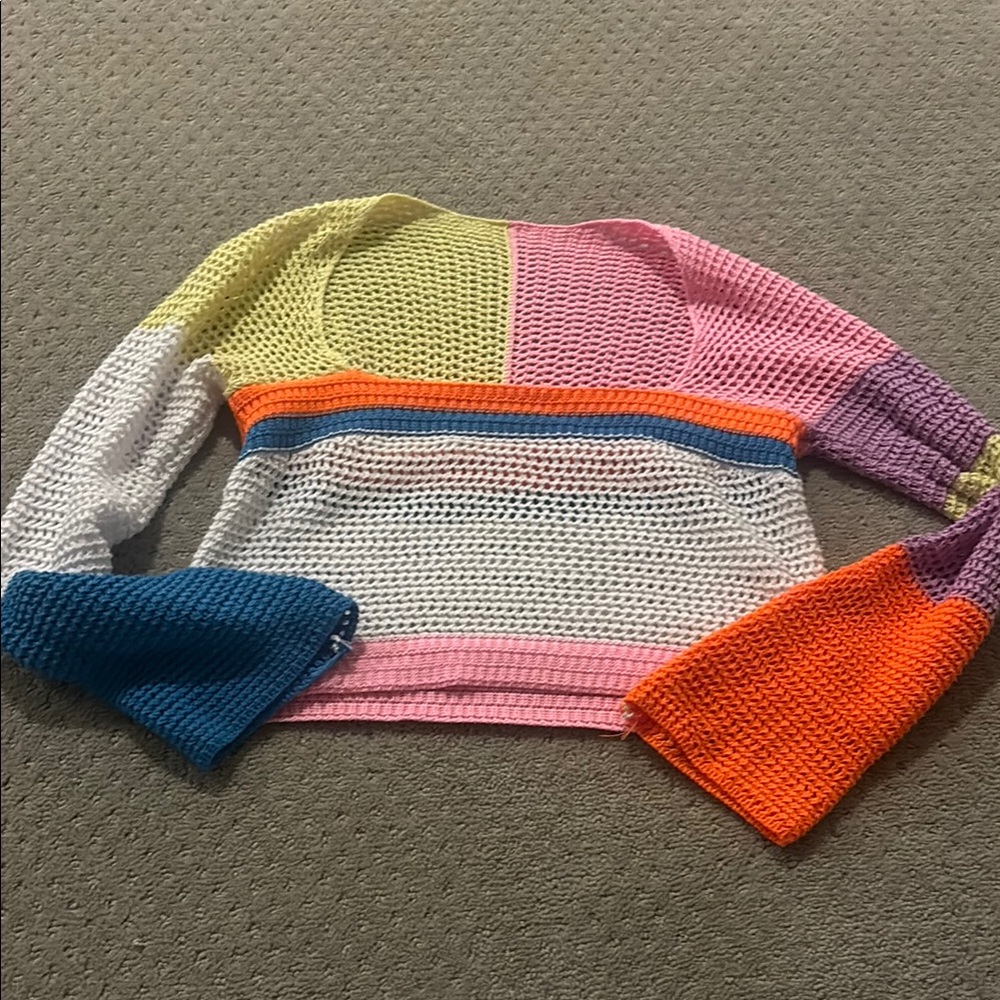 neon colored sweater cover up